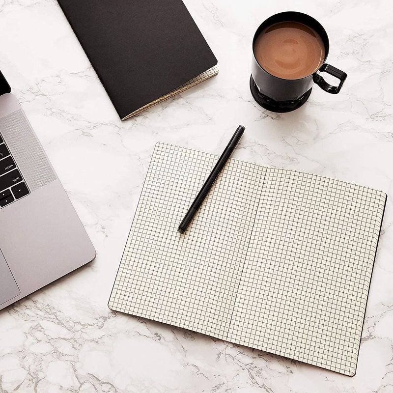 Paper Junkie 12 Pack Black Kraft Notebook Journals with Graph Paper (5.5 x 8 Inches)