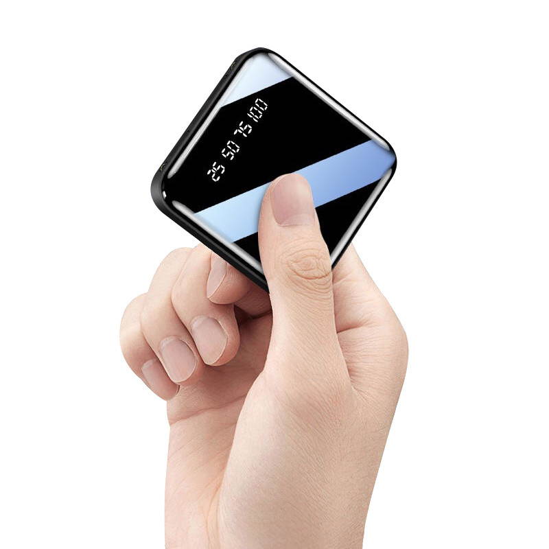 New 500000mAh Huge Capacity Mini Power Bank Digital Display External Battery Charger Full Mirror Screen Dual USB Fast Charging Power Bank