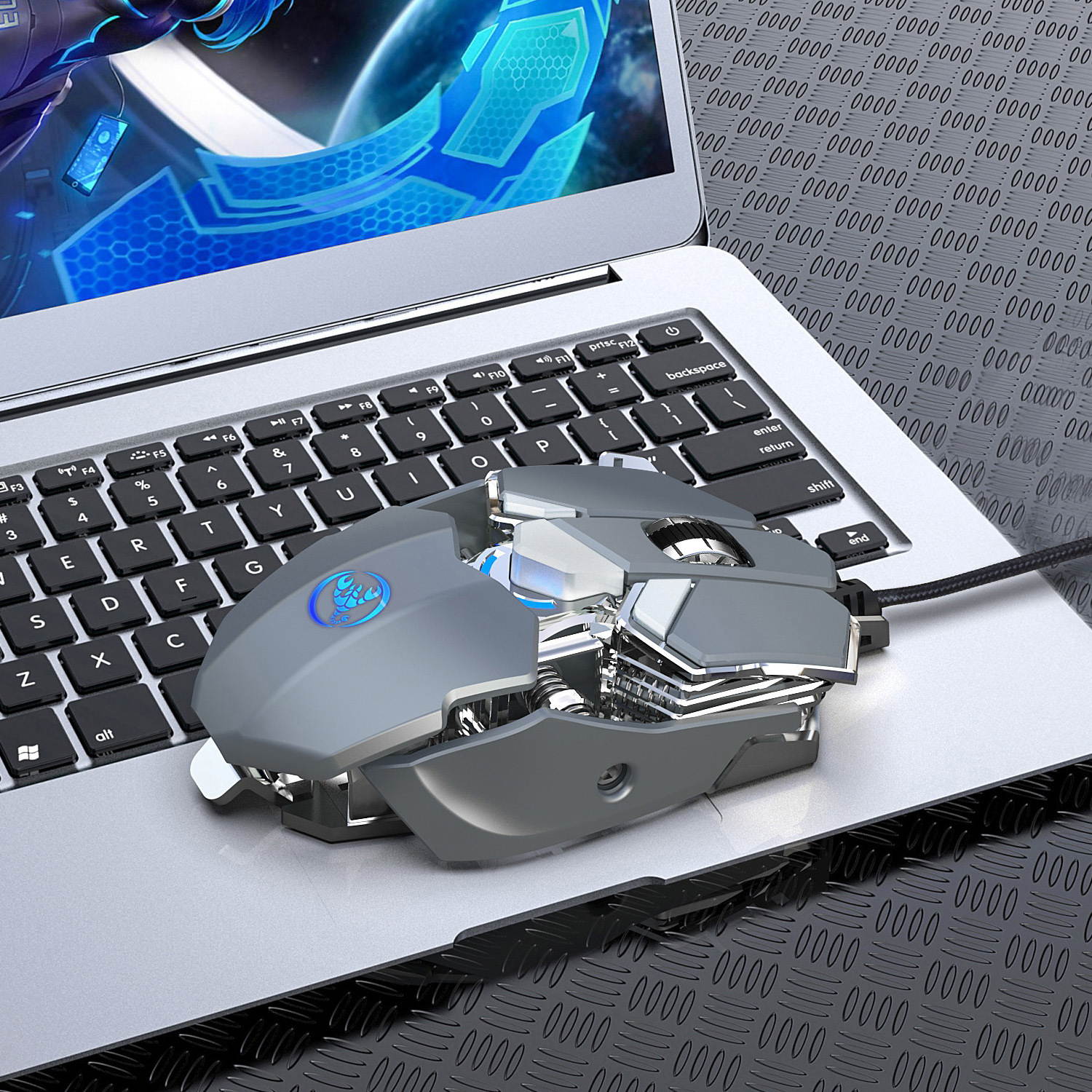 Gaming Mouse LED Backlit 9 Programmable Optical Wired Gaming Mouse with 6400PI, High Precision for Windows Computer Gamer