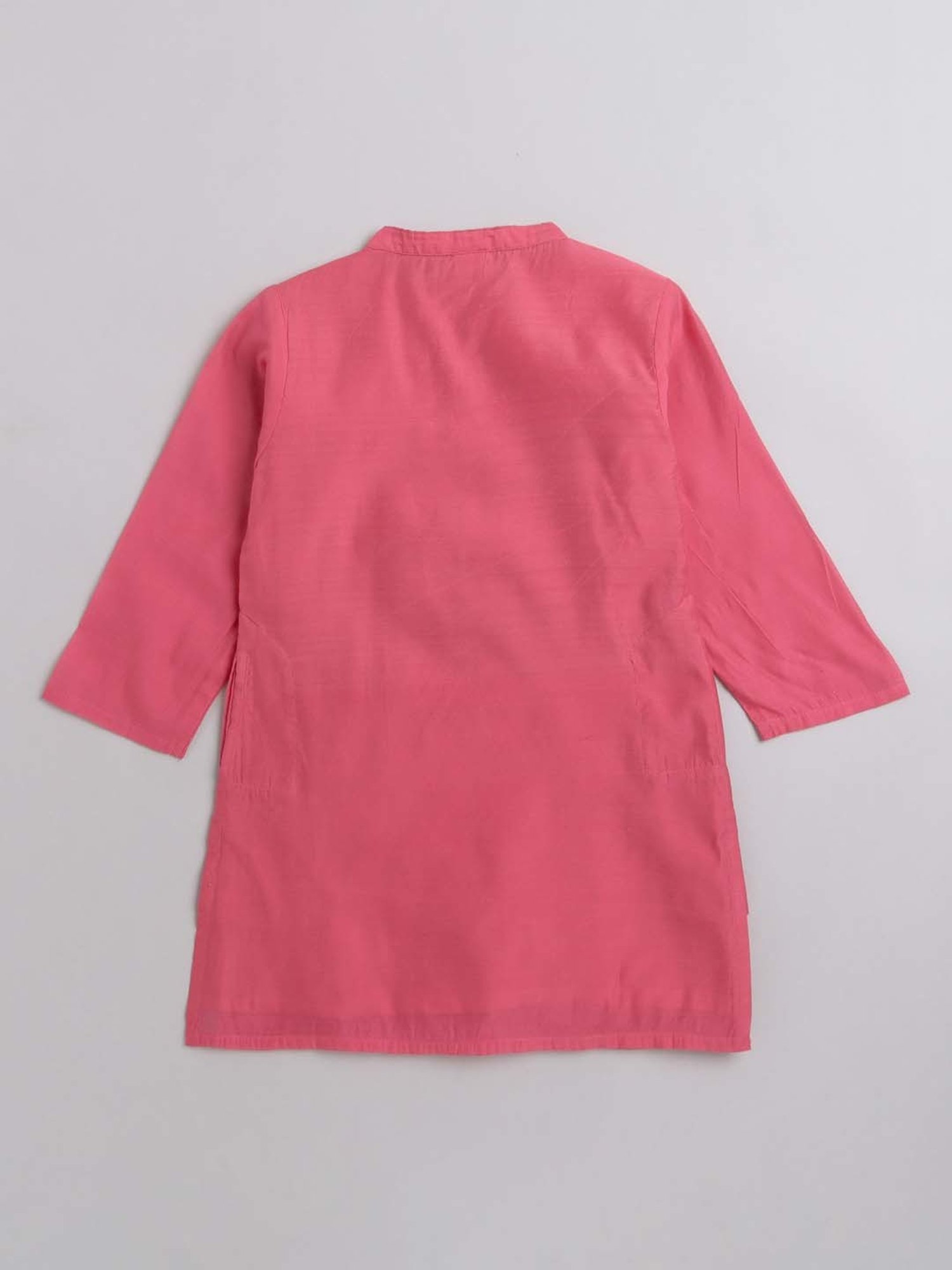 The Magic Wand Kids Pink & White Regular Fit Full Sleeves Kurta Set