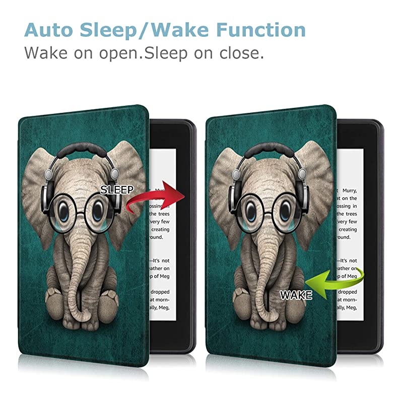 Case for Kindle Paperwhite 10th Gen 2018,Thinnest Light Shell Smart Cover with Auto Wake / Sleep for All-New  Kindle Paperwhite 6 Inch 2018 Release, Music Elephant