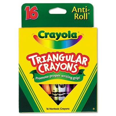 Triangular Crayons, Assorted, 16/Box