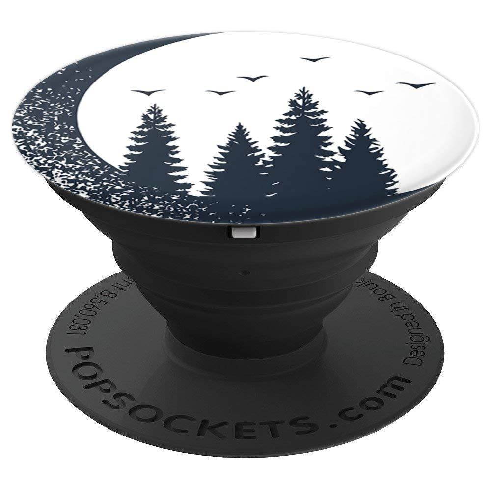 Moon Sliver And Pine Tree Forest - Detailed Graphic Design