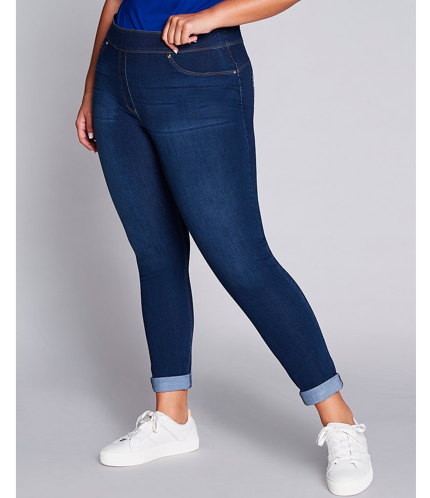 Slim Factor by Investments Plus Size Classic Waist Denim Skinny Cuff Legging