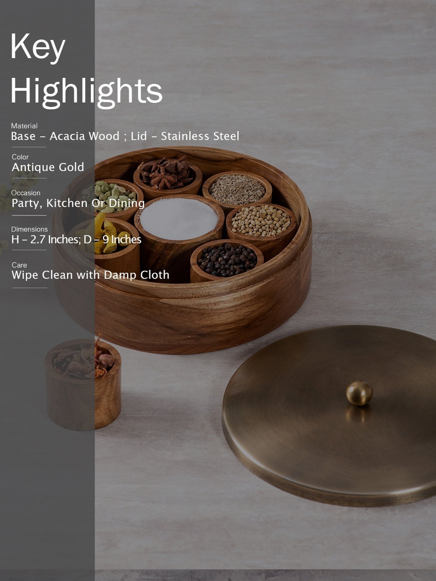 Nestroots Printed Brown Wood Serving Set of 2