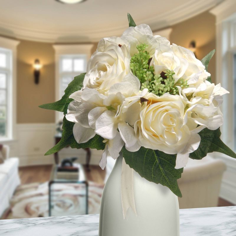 Artificial Rose & Hydrangea Bouquet Cream 12" - National Tree Company