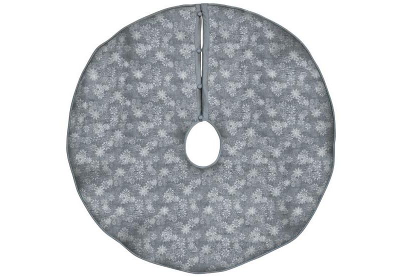Melrose 54" Gray and White Jacquard Snowflake Christmas Tree Skirt