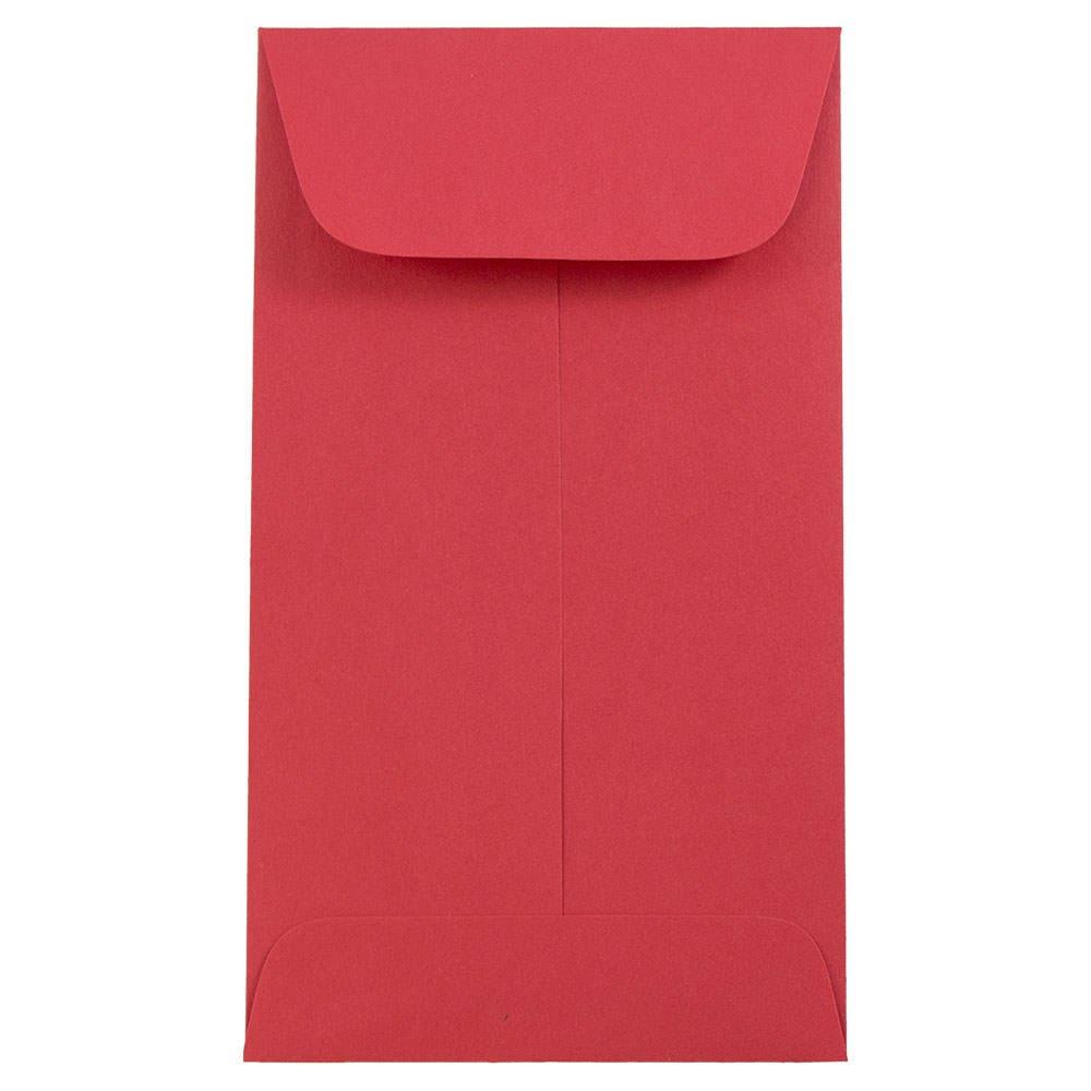JAM PAPER #6 Coin Business Colored Envelopes - 3 3/8 x 6 - Red Recycled - 50/Pack