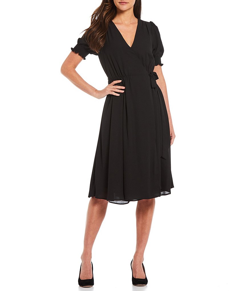 Alex Marie Ashlyn Midi V-Neck Short Sleeve Wrap Dress