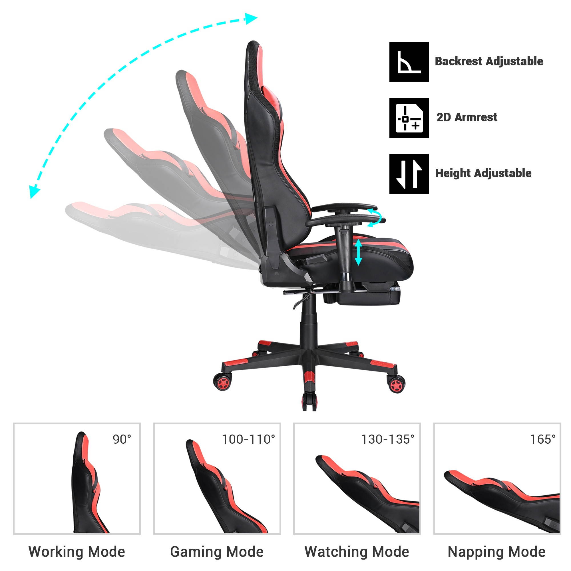 Racing Gaming Chair Ergonomic Computer Chair Headrest Lumbar Support Esport Home