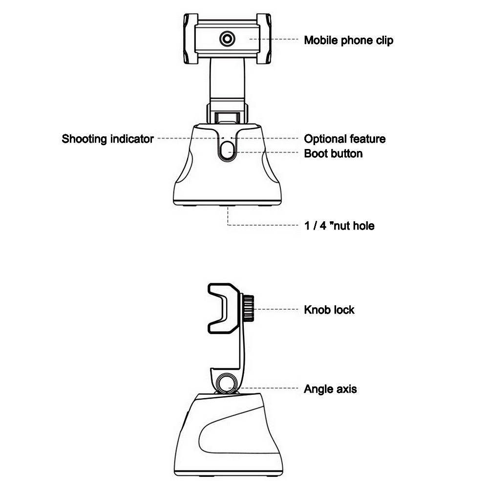Universal Phone Smart Gimbal Live Broadcast 360&deg; Face Tracking Video Recording