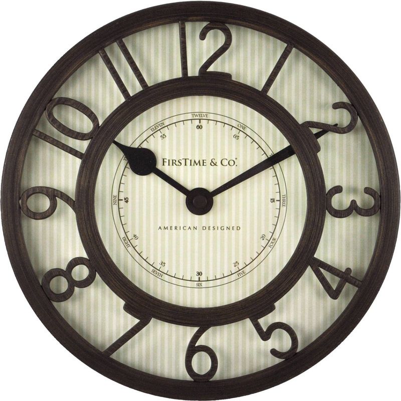 8" Raised Farmhouse Number Wall Clock Brown - FirsTime & Co.
