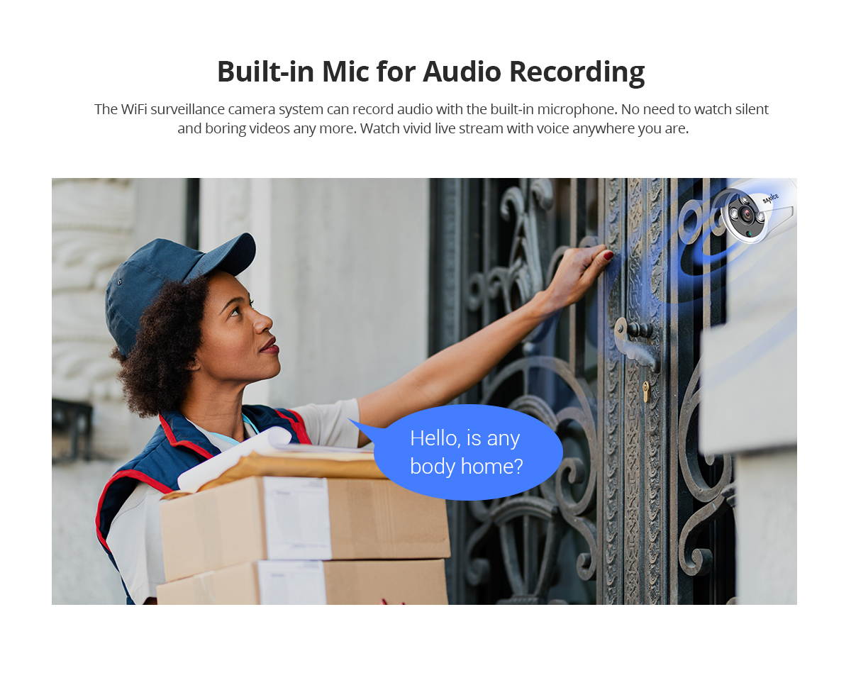 SANNCE 8CH Super HD Wireless IP Security Camera System with 3MP WiFi Cameras 100 ft Night Vision H.264+ Stream Remote Access & Smart Motion Alerts Built-in Mic AI Human Detection IP66 Waterproof-2TB