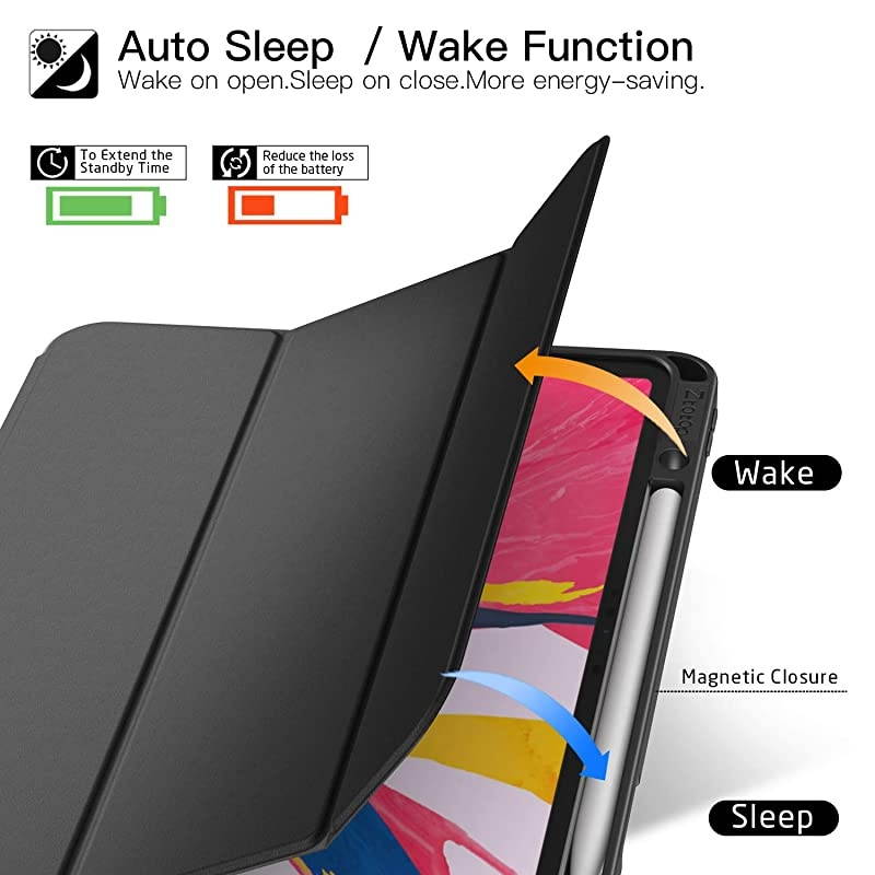 for iPad Pro 129 Inch 2018 Full Body Protective Rugged Shockproof Case with iPad Pencil Holder Auto SleepWake Support iPad Pencil Charging for iPad Pro 129 Inch 3rd Gen Black