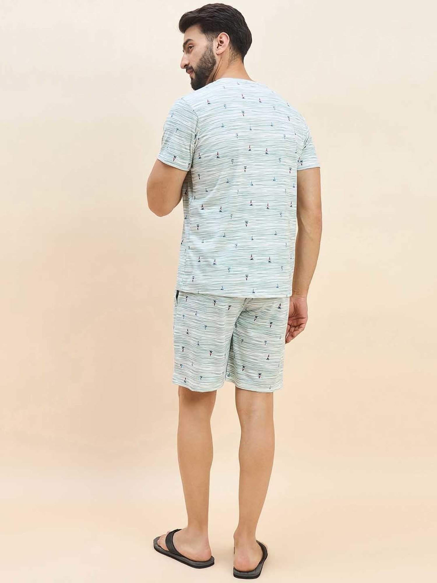 Sweet Dreams Pista Green Regular Fit Printed T-Shirt & Shorts Set