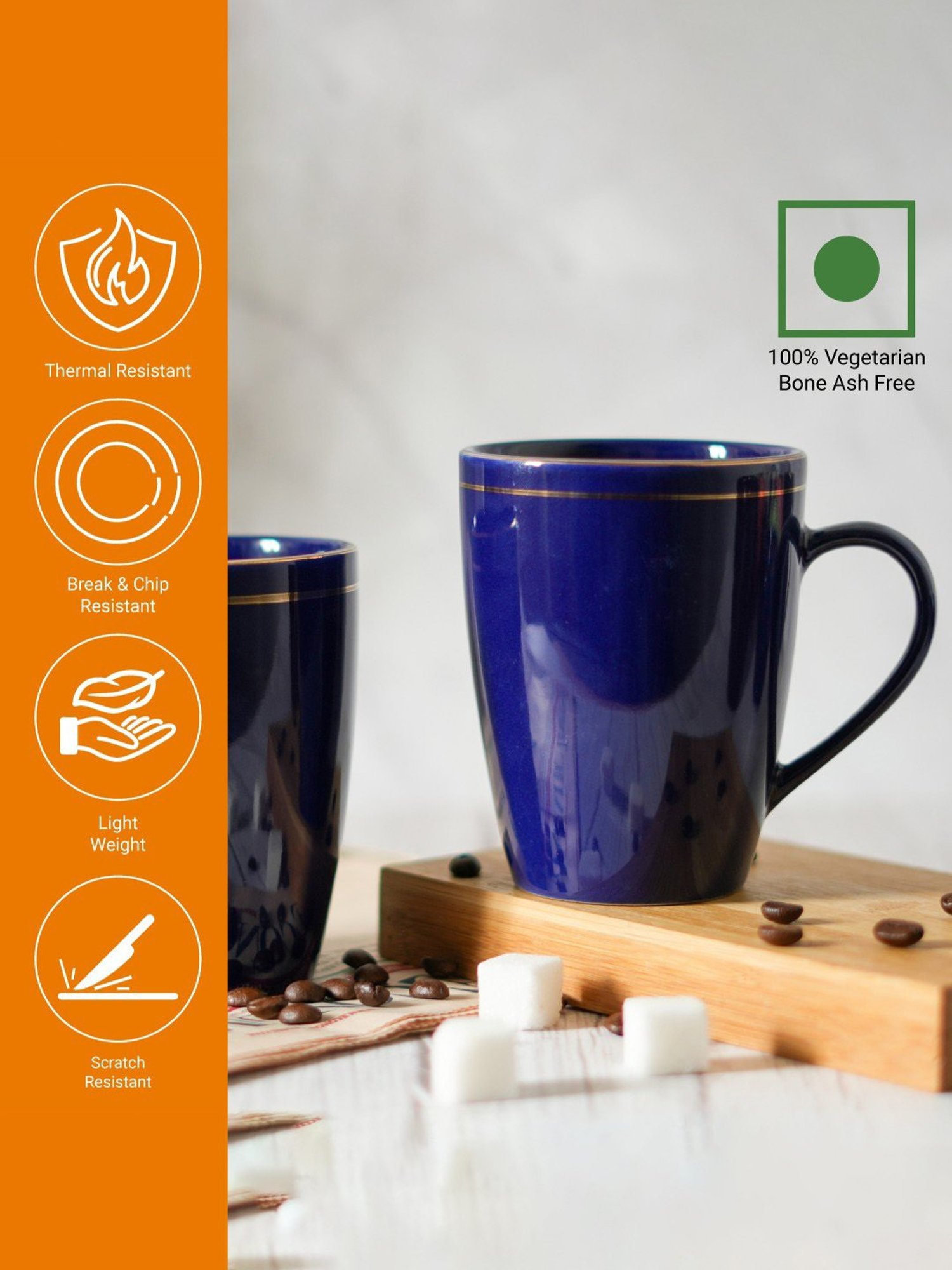 Femora India Brown Ceramic Coffee Mug - Set of 2