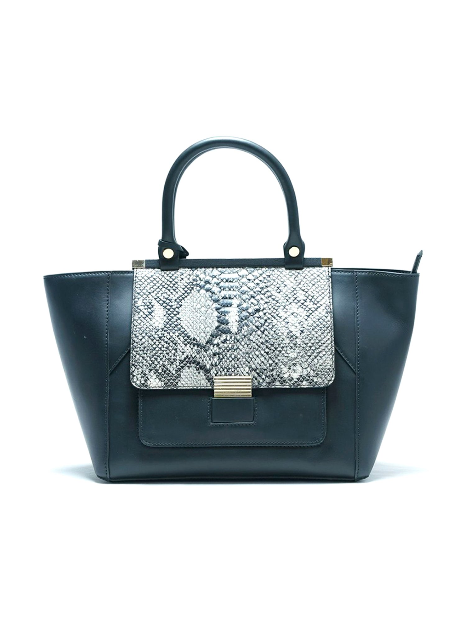 RI2K London Black Vibora Leather Large Textured Tote Bag