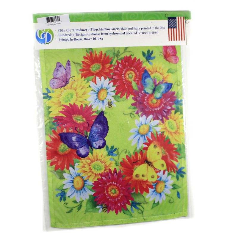 Home & Garden 18.0" Daisy Wreath Garden Flag Summer Butterflies Custom Decor  -  Flags
