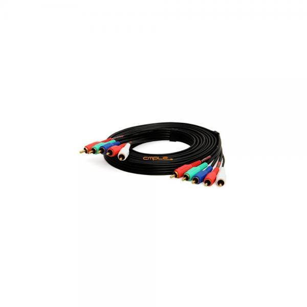 Cmple - Component Video Audio Cable 5-RCA Gold HDTV RGB YPbPr -12 FT