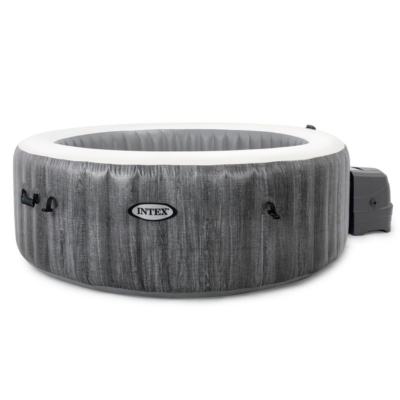 Intex PureSpa Greywood Deluxe 85in x 25in Outdoor Portable Inflatable 6 Person Round Hot Tub Bubble Jet Spa with 6 Type S1 Pool Filter Cartridges