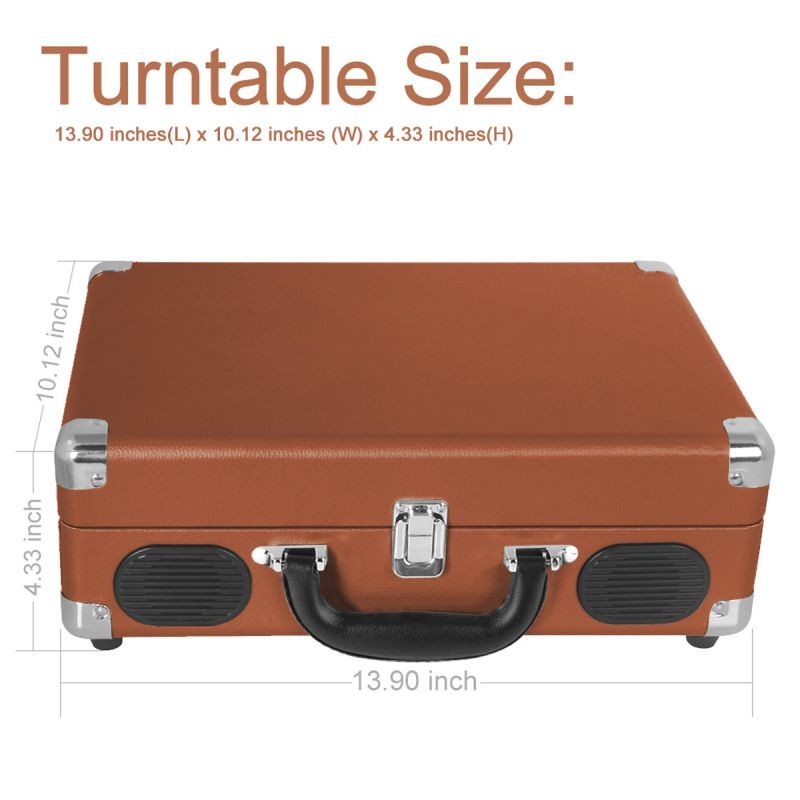 LP&No.1 Suitcase Bluetooth Turntable with Stereo Speaker,3 Speeds Vinyl Record Player Turquoise