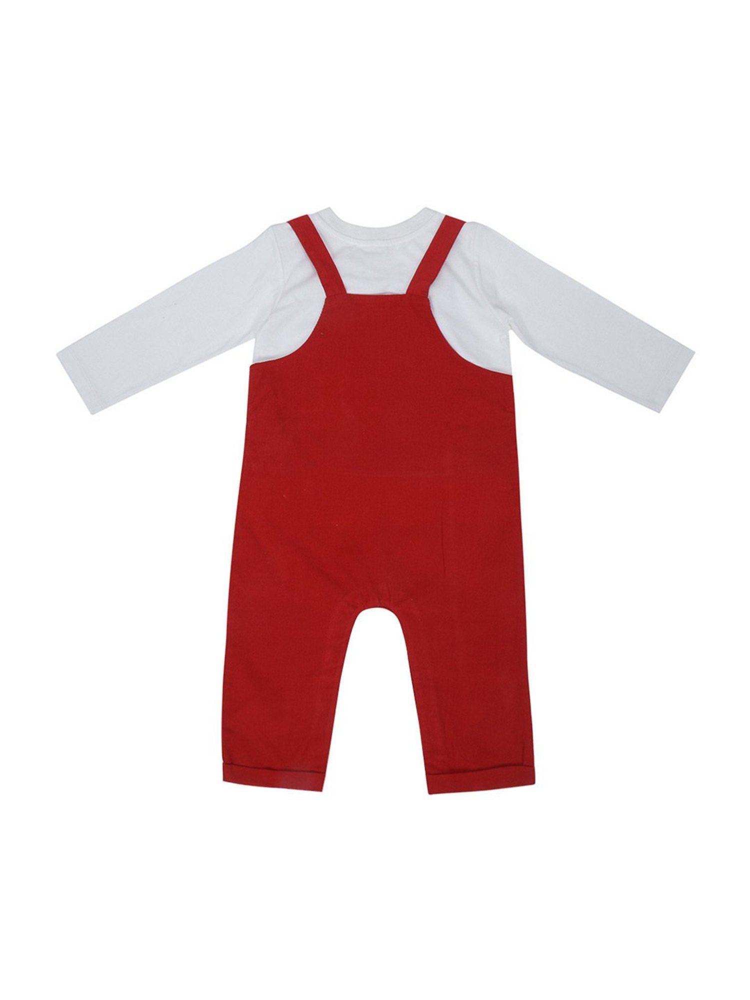 Haus & Kinder Kids Nicolas White & Red Cotton Regular Fit Full Sleeves T-Shirt Set