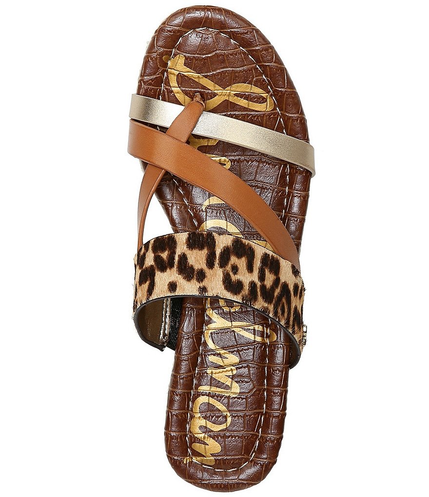 Sam Edelman Raleigh Leopard Print Leather Jute Wrapped Wedge Sandals