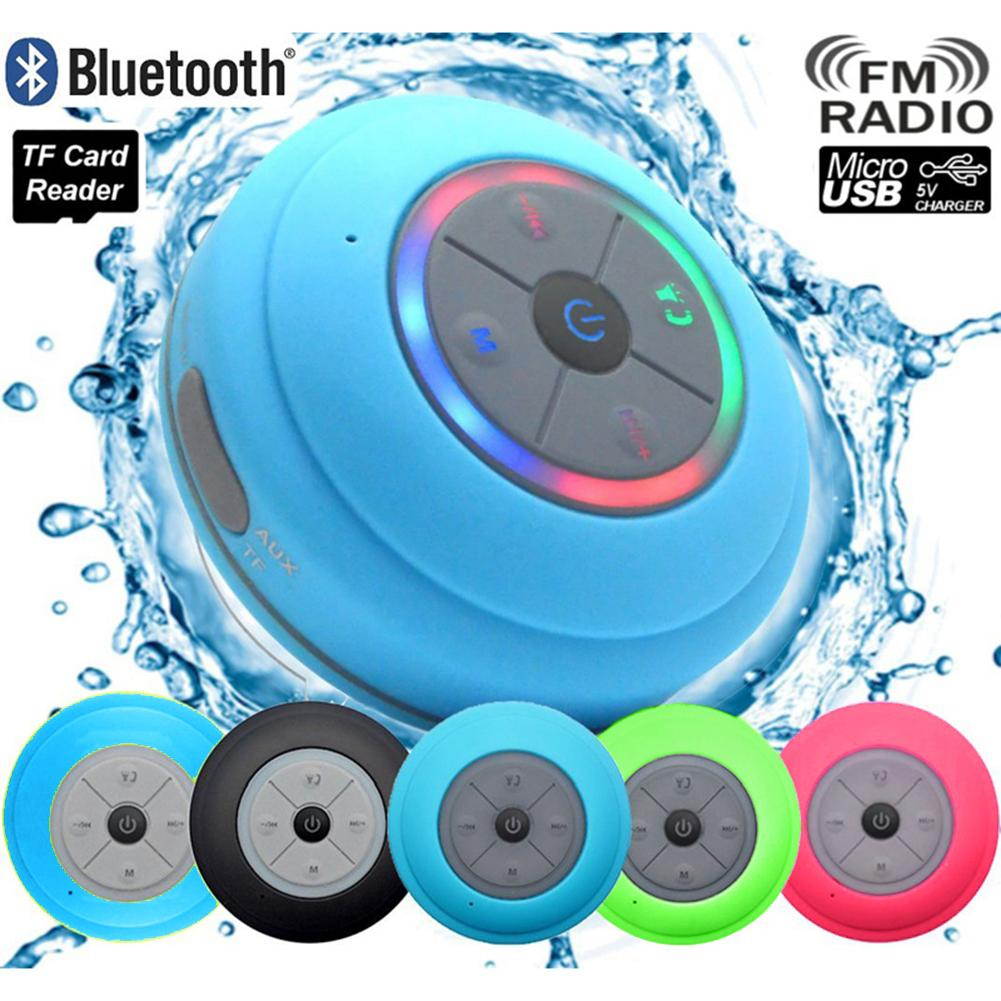 Black Q9 Waterproof LED Wireless Bluetooth Speaker Outdoor Bathroom Shower Subwoofer Speaker