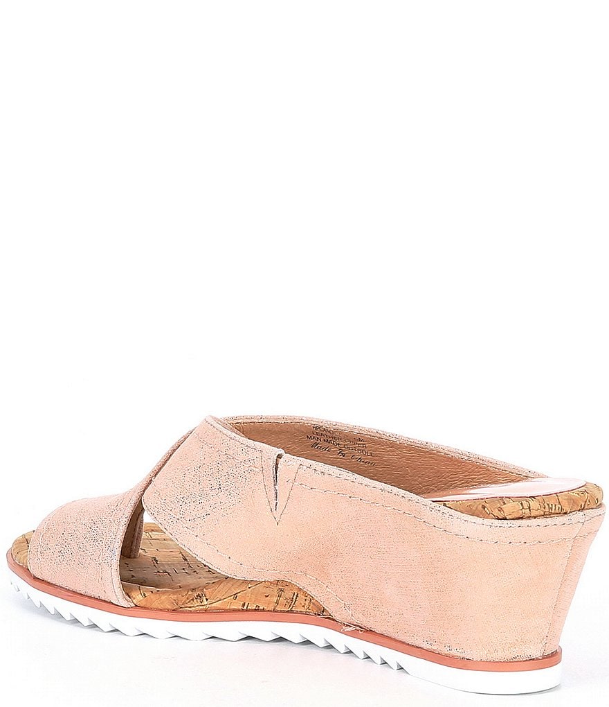 Donald Pliner Candice Metallic Leather Toe Loop Thong Wedge Slides