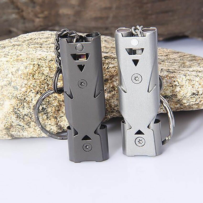 150db Double Tube Decibel Outdoor Survival Whistle, Stainless Steel Soccer Basketball volley Referee Whistle