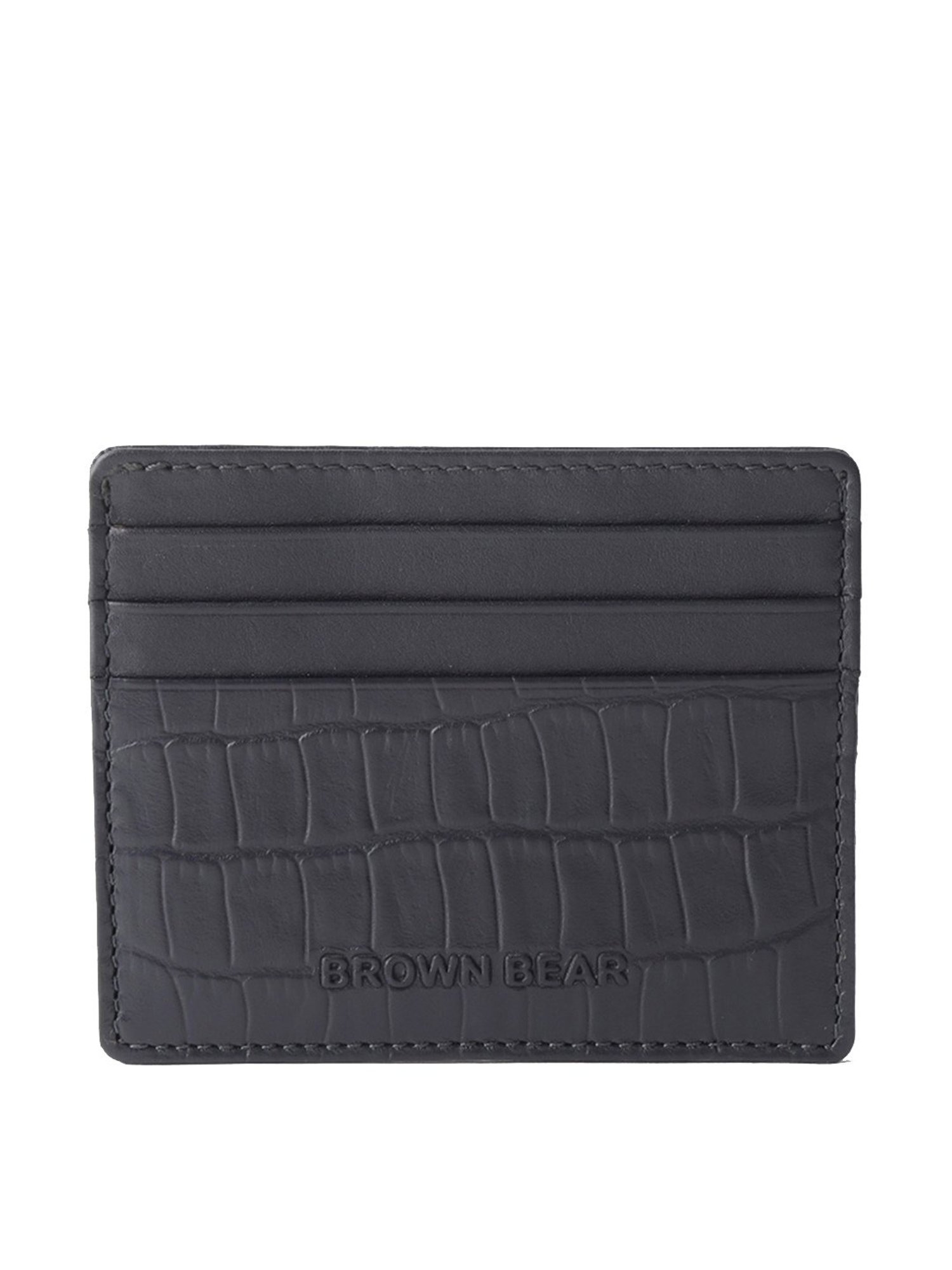 Brown Bear Black Casual Leather Rfid Card Holder for Men