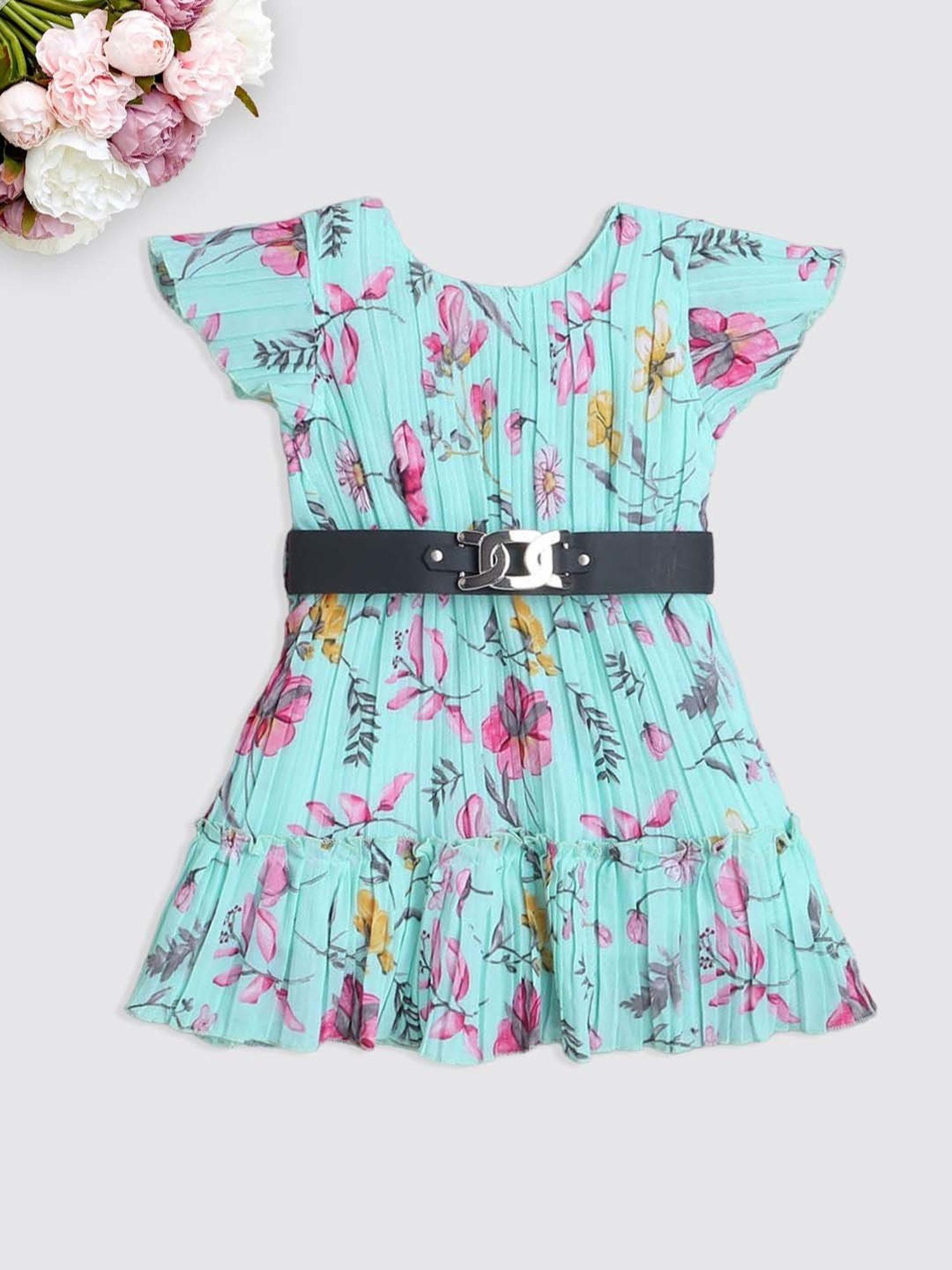 The Magic Wand Kids Blue & Pink Floral Print Dress