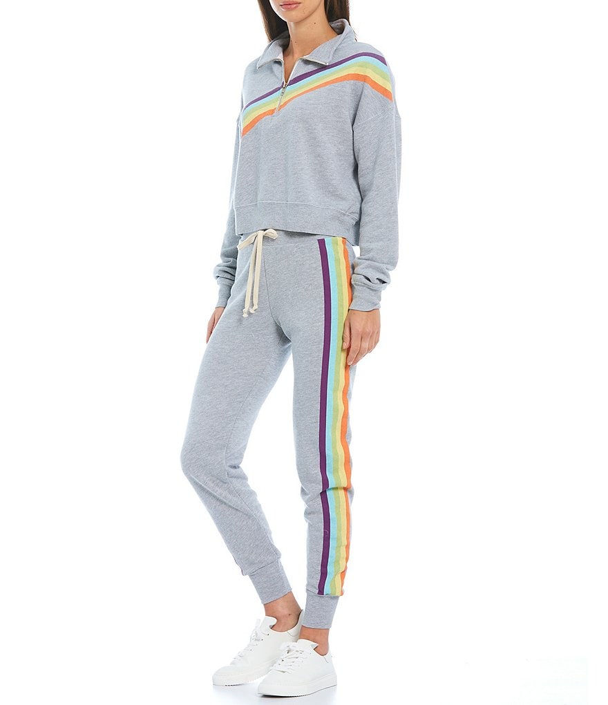 WILDFOX Rainbow Stripe Drawstring Ankle Length Joggers