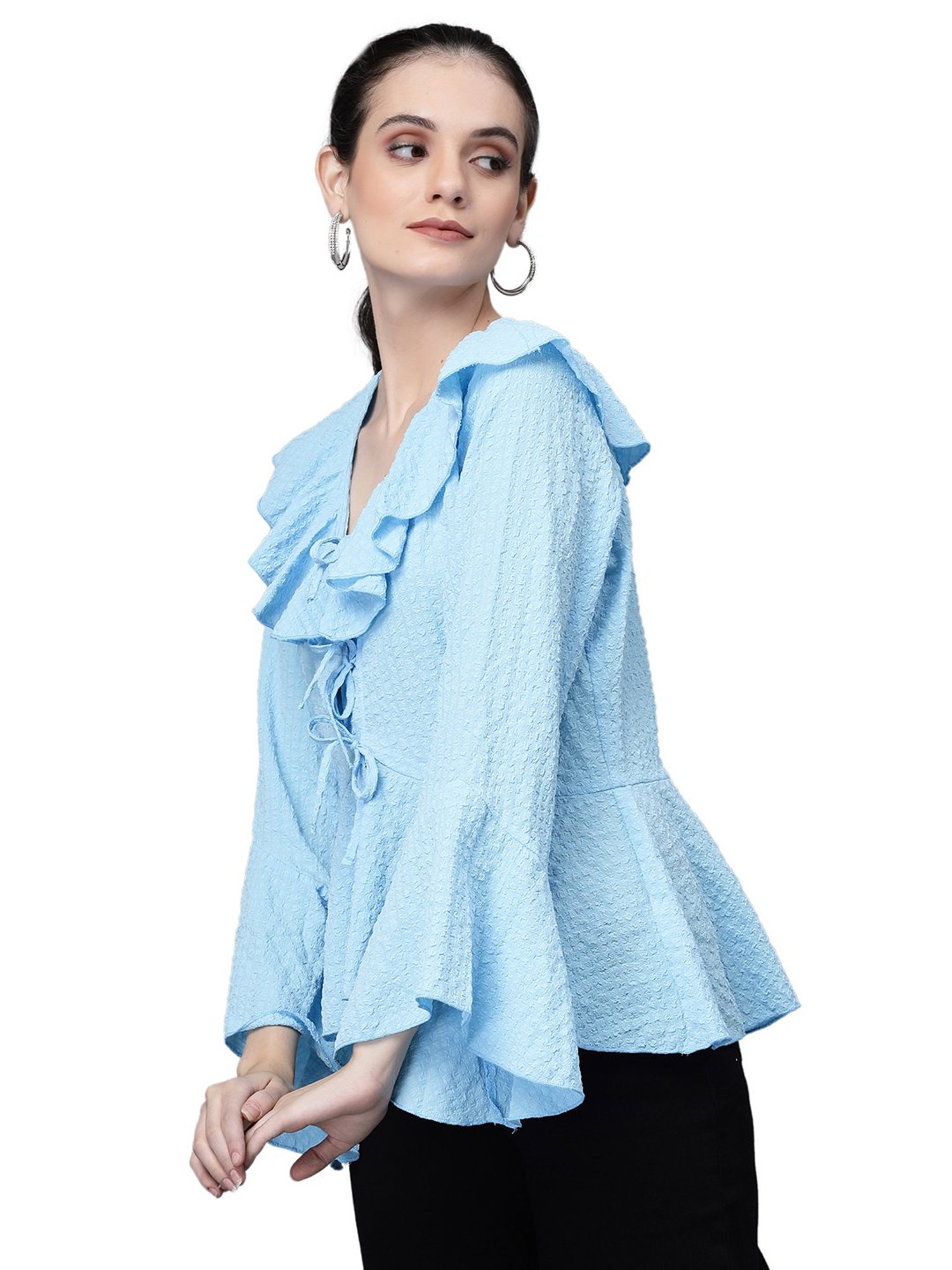 Global Republic Sky Blue Regular Fit Top