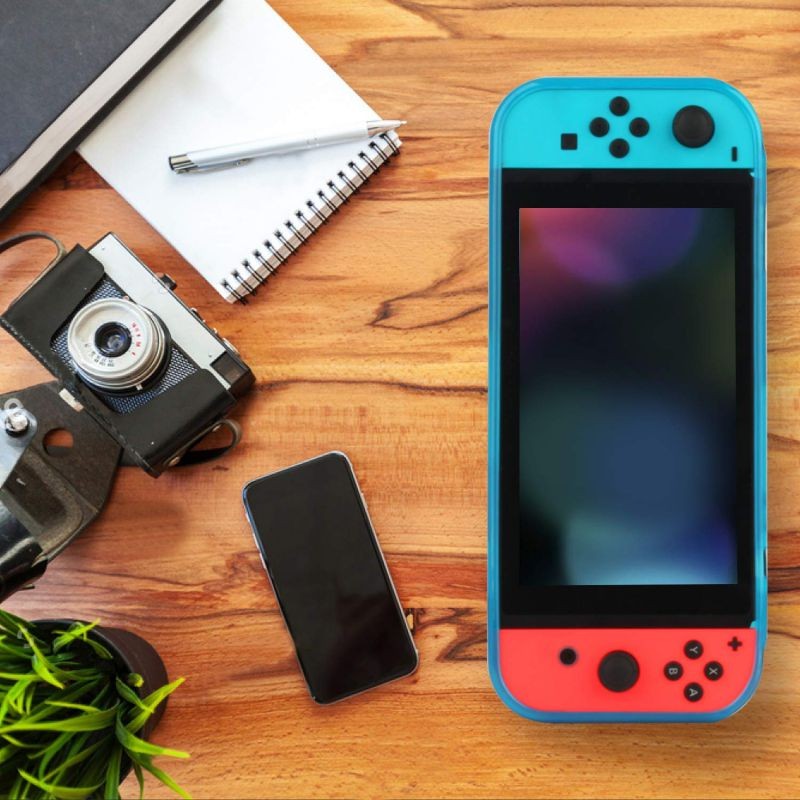 Protective Case Cover for Nintendo Switch Comfortable Soft TPU Grip Case and Ergonomic Anti-Scratch Shock-Absorption Cover for Nintendo Switch 2017 with 8 Thumb Grips Caps