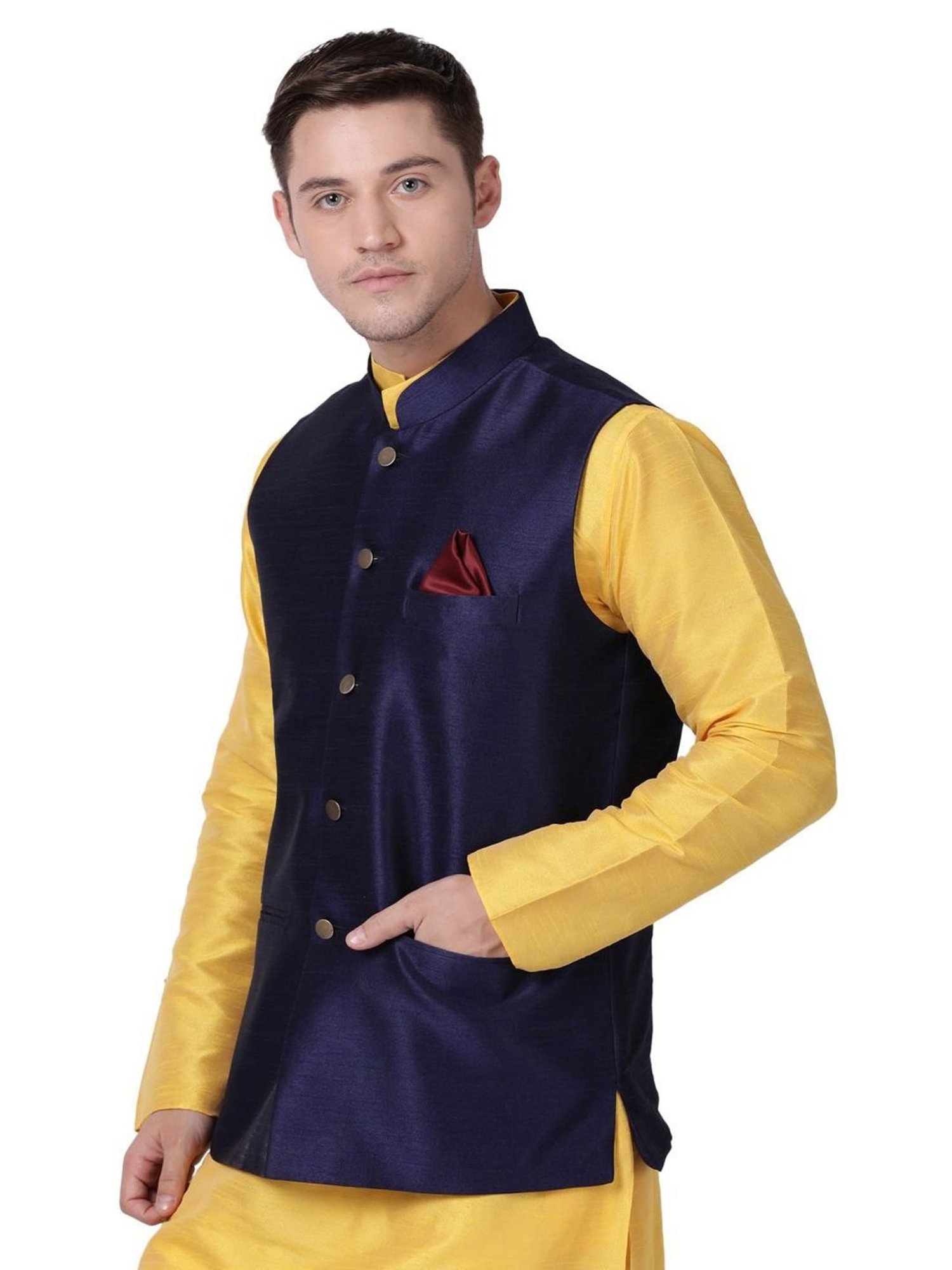 Fabindia Multicolor Regular Fit Printed Cotton Nehru Jacket