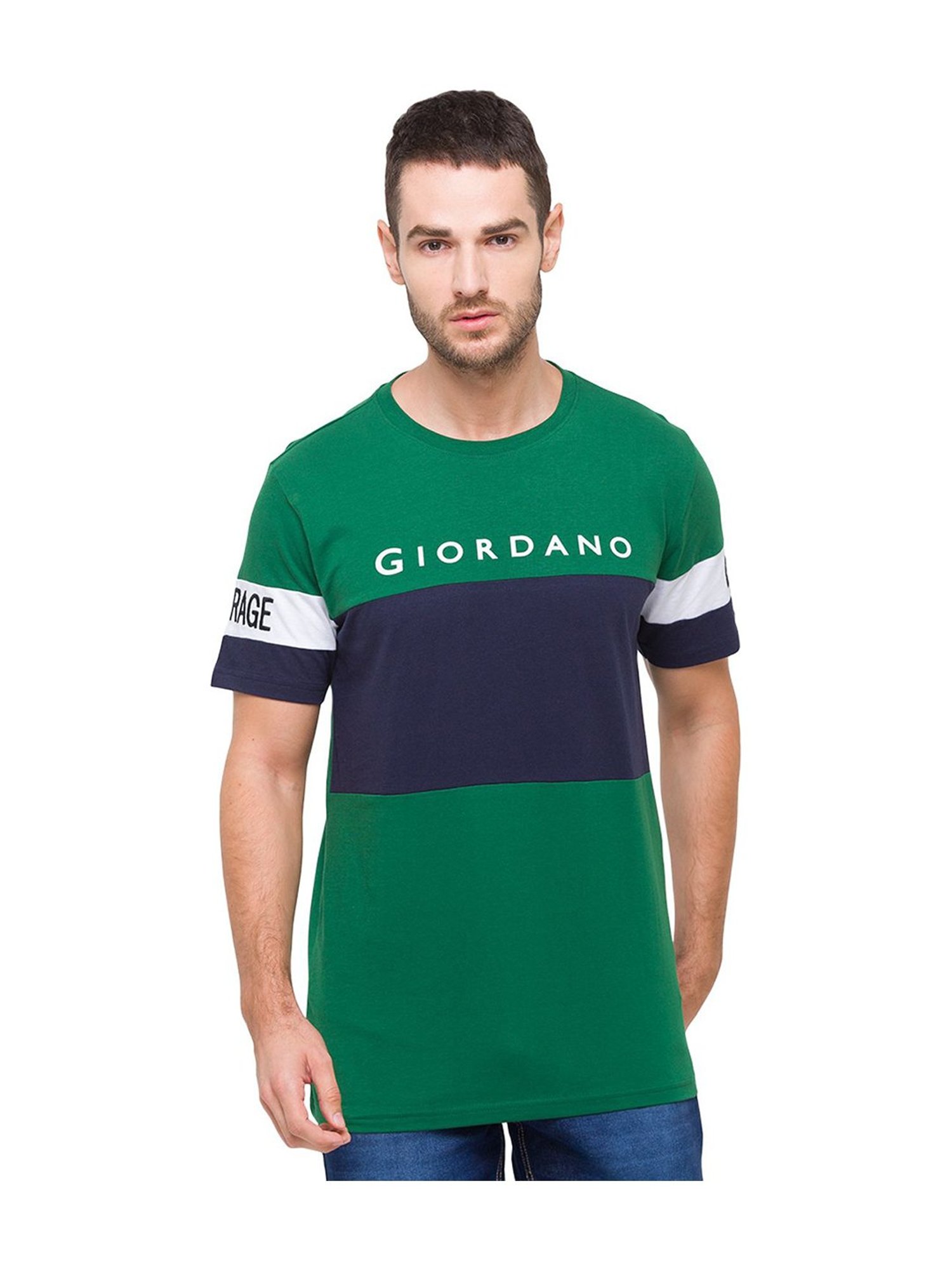 Giordano Green Round Neck Printed T-Shirt