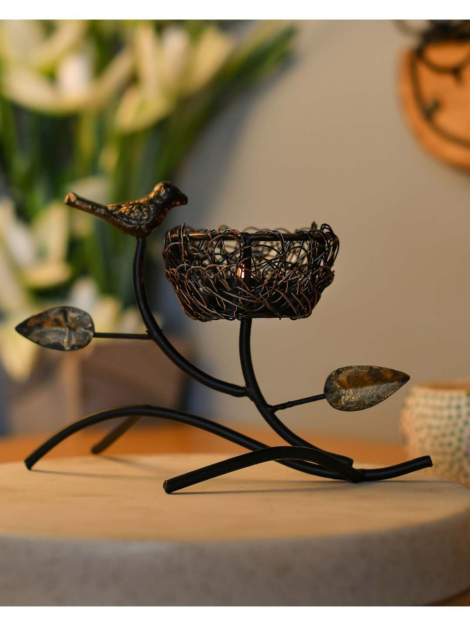 Homesake 'Diwali' Black Metal Nested Candle Holder - Set of 1