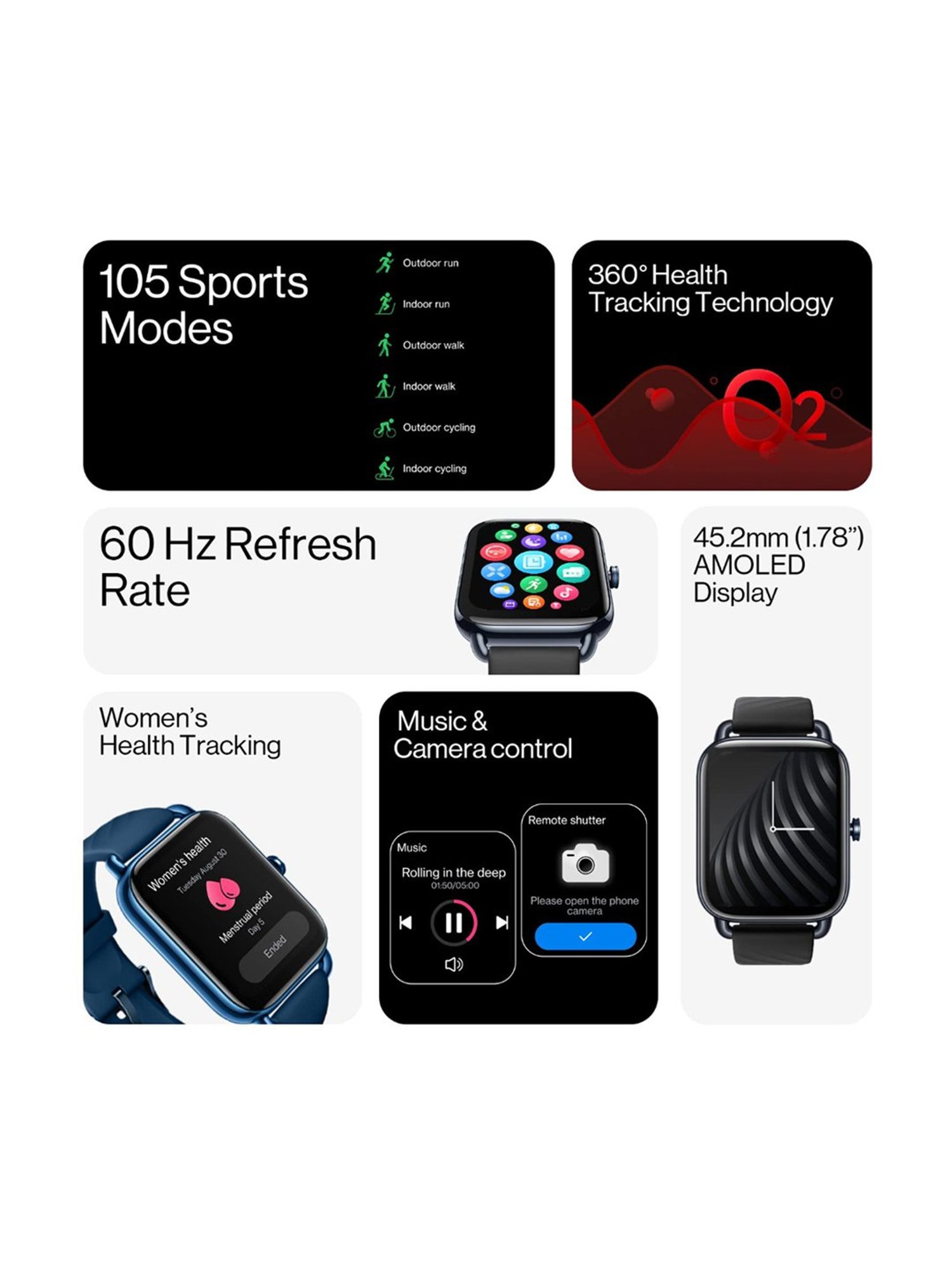 OnePlus Nord Watch with 1.78 inch AMOLED Display & Multiple Watch Faces Smatwatch (Deep Blue)