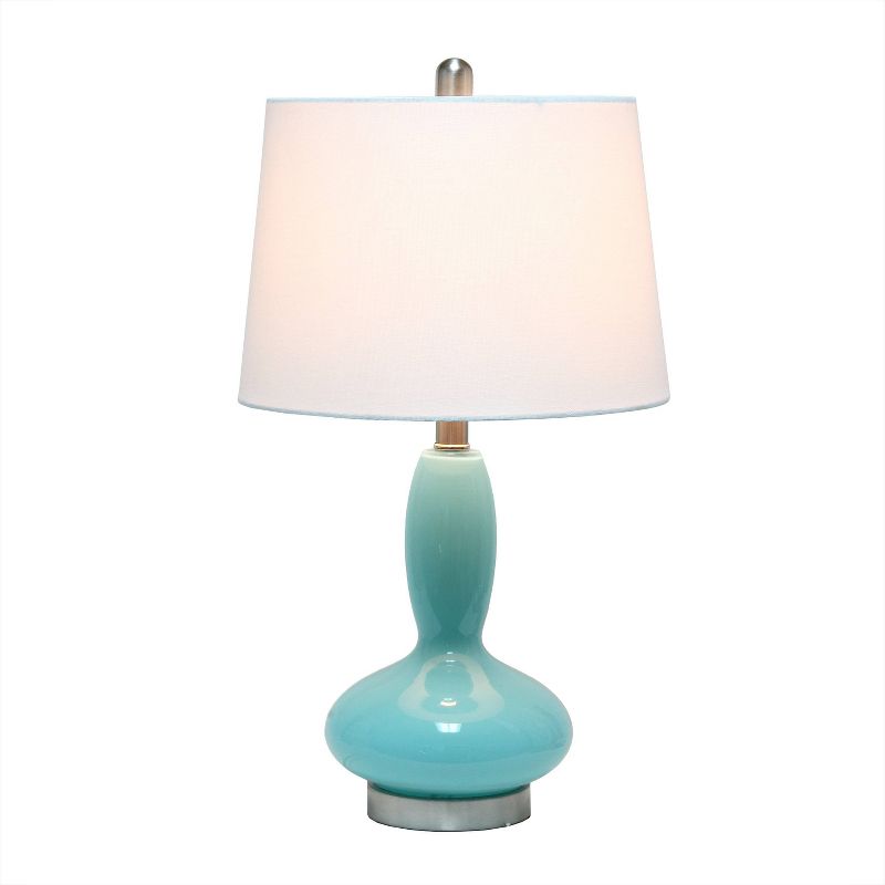 Glass Dollop Seafoam Table Lamp with Fabric Shade White - Lalia Home