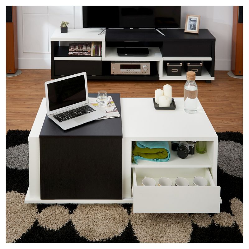 Carmine Modern Two-Tone Slide Top Storage Coffee Table White/Black - HOMES: Inside + Out