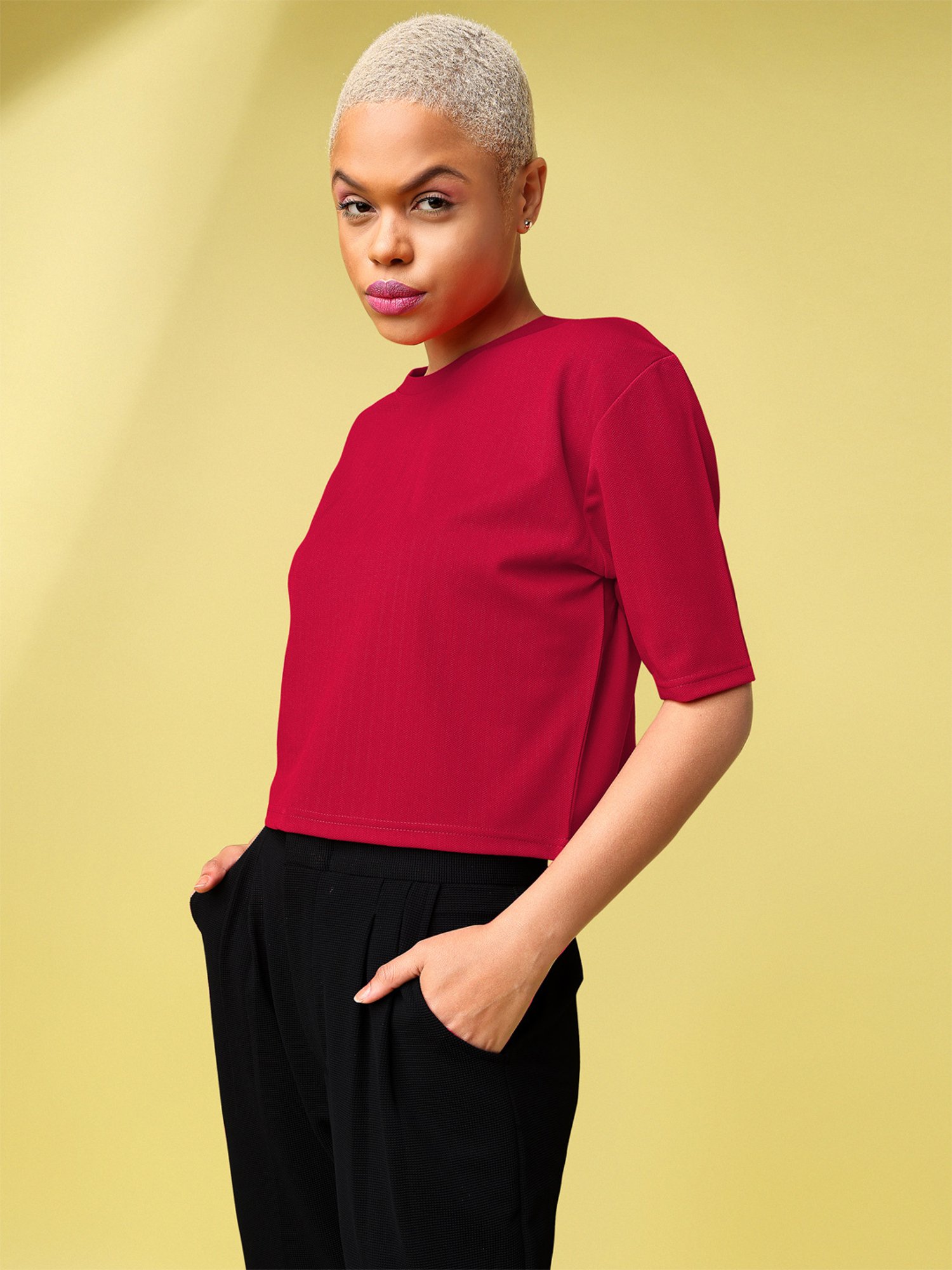 PURVAJA Red Regular Fit Crop Top