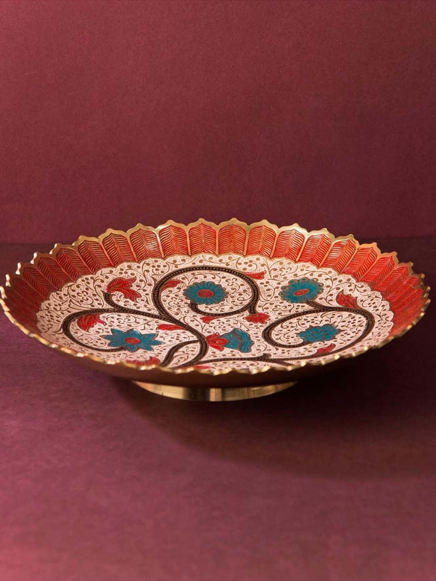 Fabindia Chitra Red Ceramic Large Oval Platter