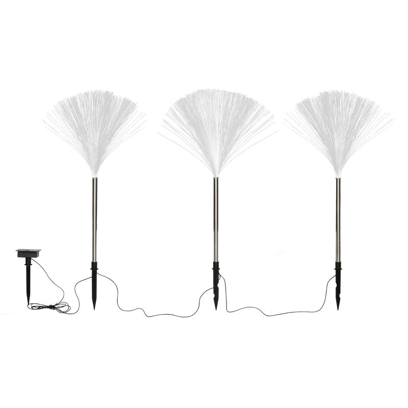 Metal and Acrylic Fiber Optic Solar Garden Stake Set - Exhart