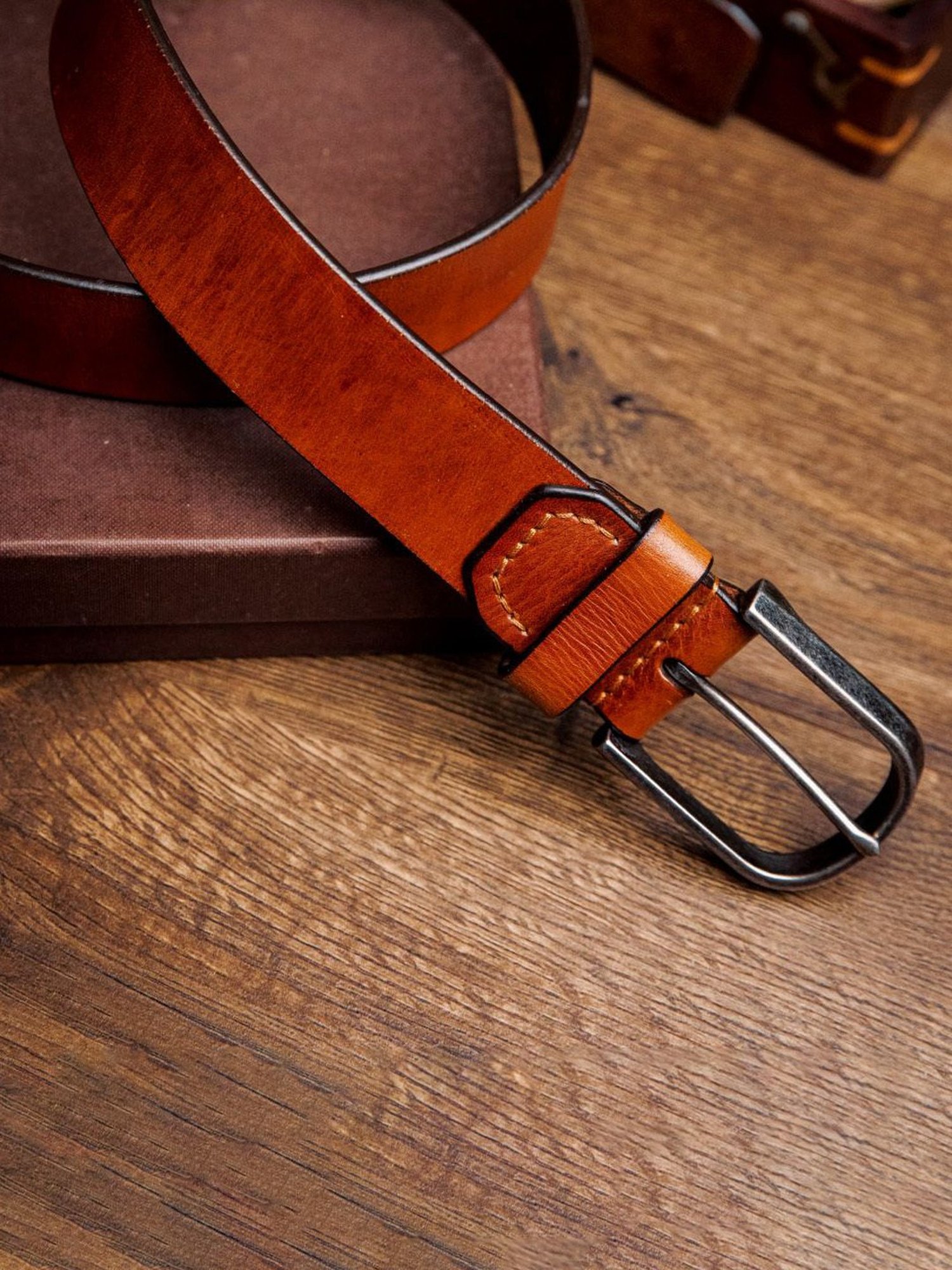 James Aston Pedro Premium Tan Leather Solid Waist Belt