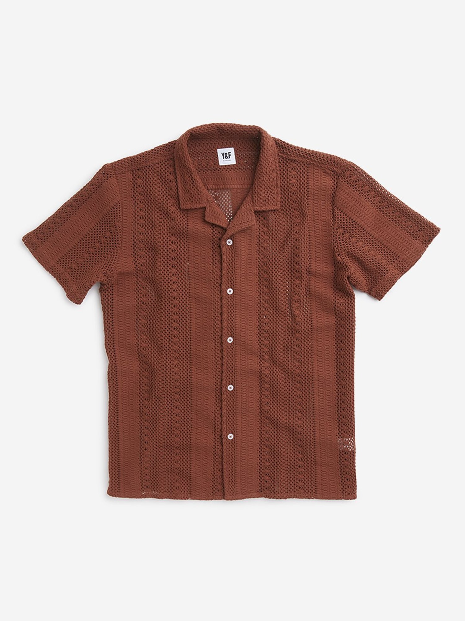 Y&F Kids by Westside Brown Knit-Textured Shirt