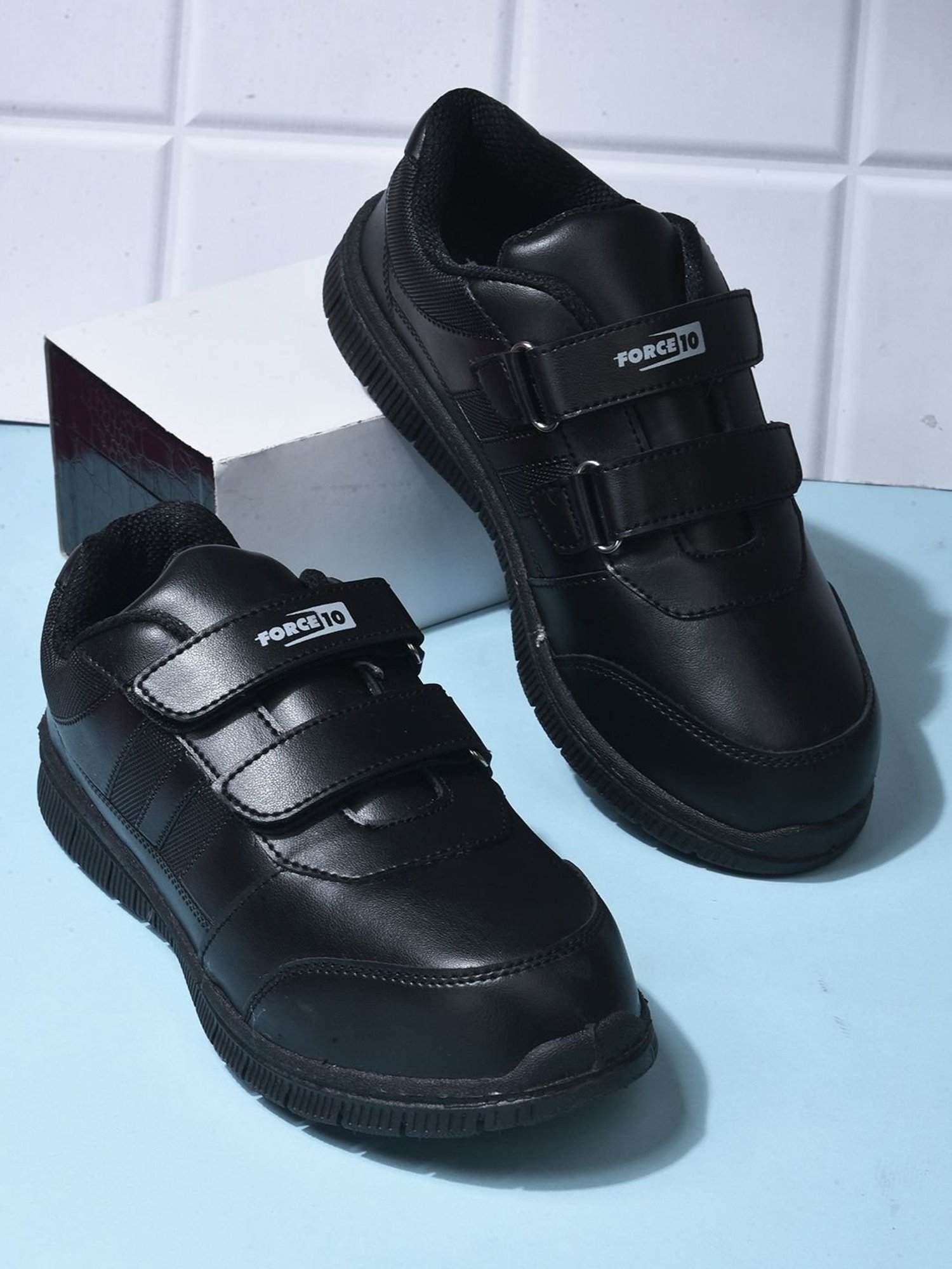 Force10 By Liberty Kids Black Velcro Shoes