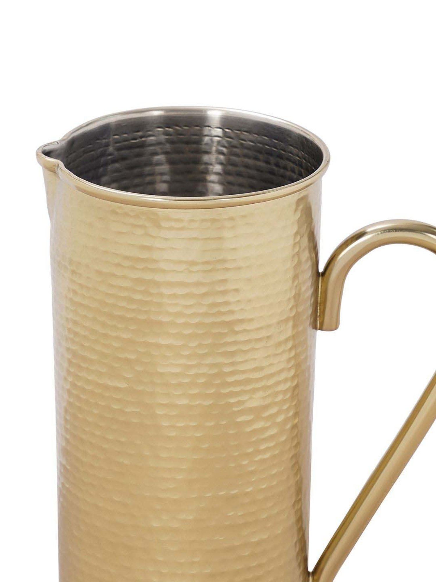 Pure Home and Living Gold Stainless Steel Matt Finish Hammered Pitcher (1.5 L)