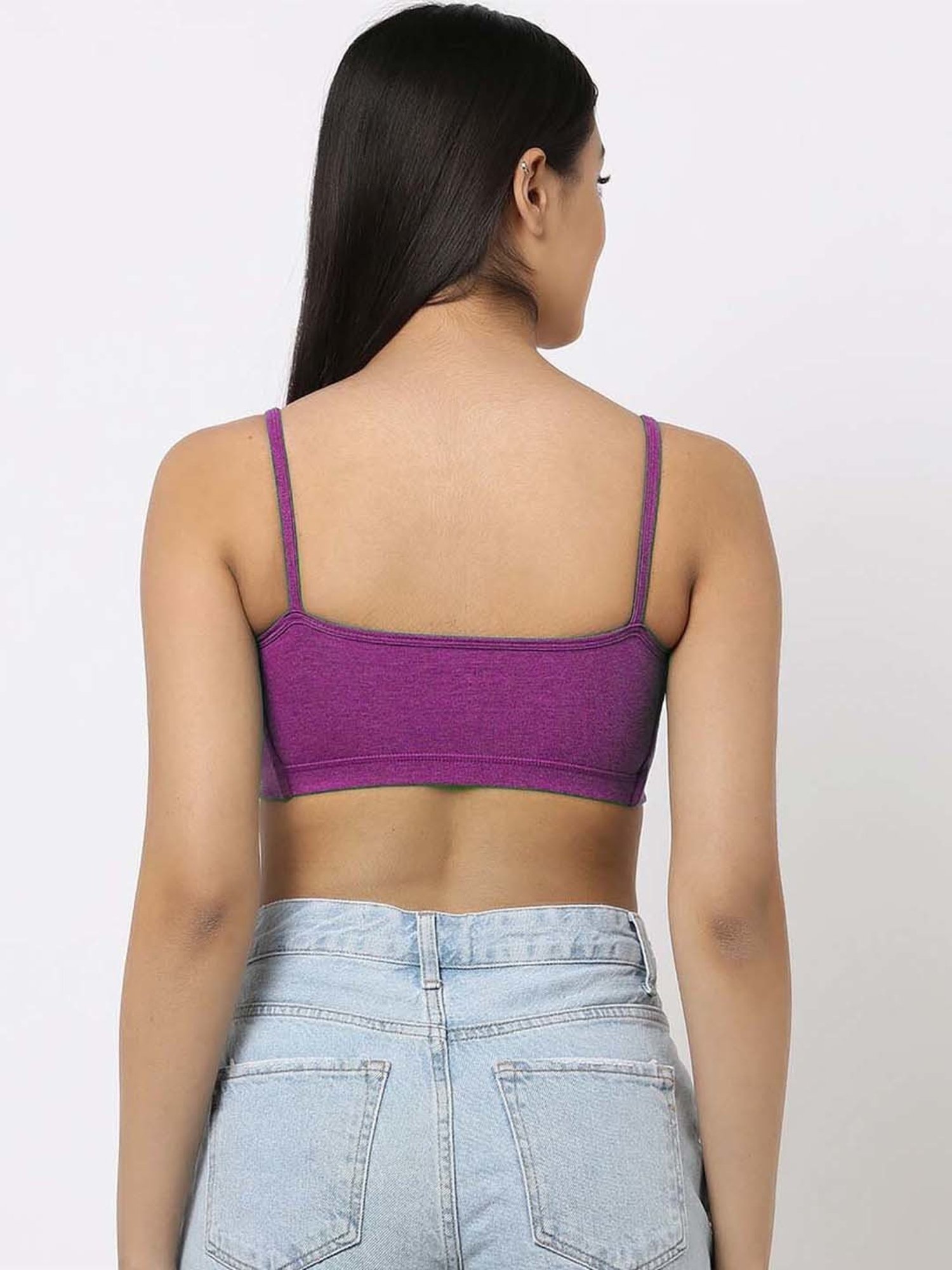 AROUSY Purple & Black Cotton Beginner's Bra - Pack Of 2