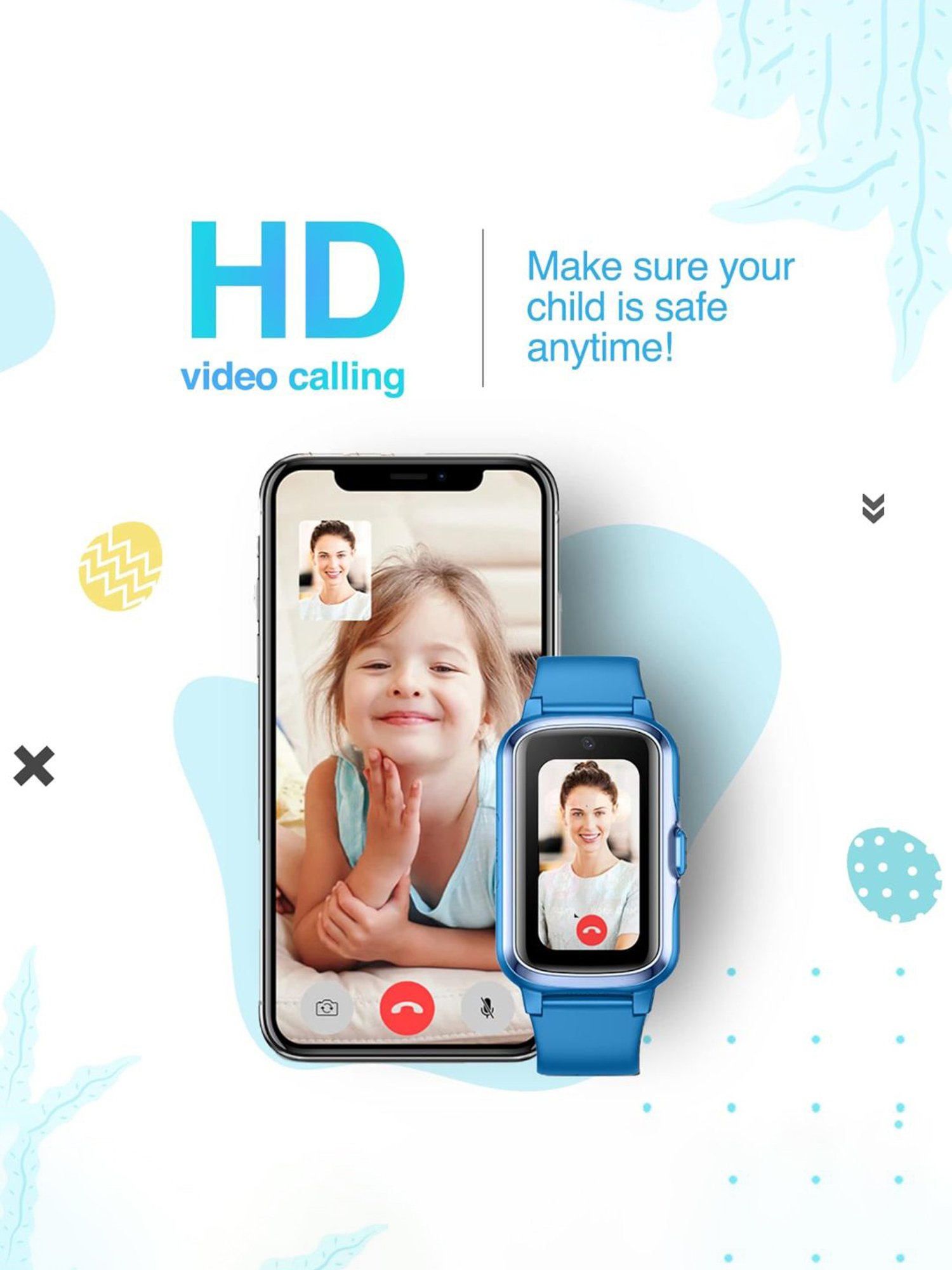 Turet Next Gen 4G Smartwatch for Kids with Camera, SOS, Video Calling, GPS Tracker (Blue)